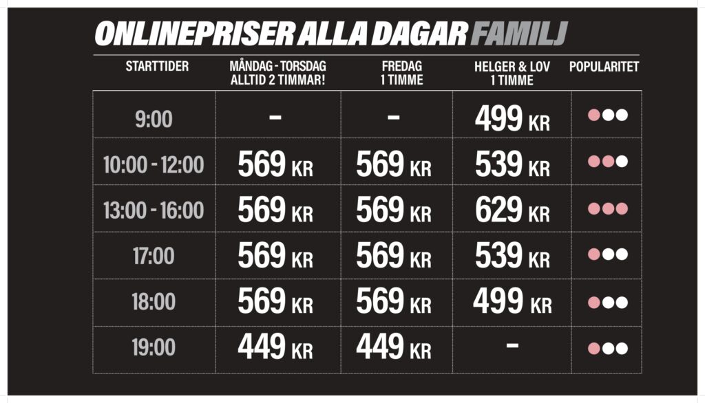 JumpYard Barkarby flexibla priser entré familj